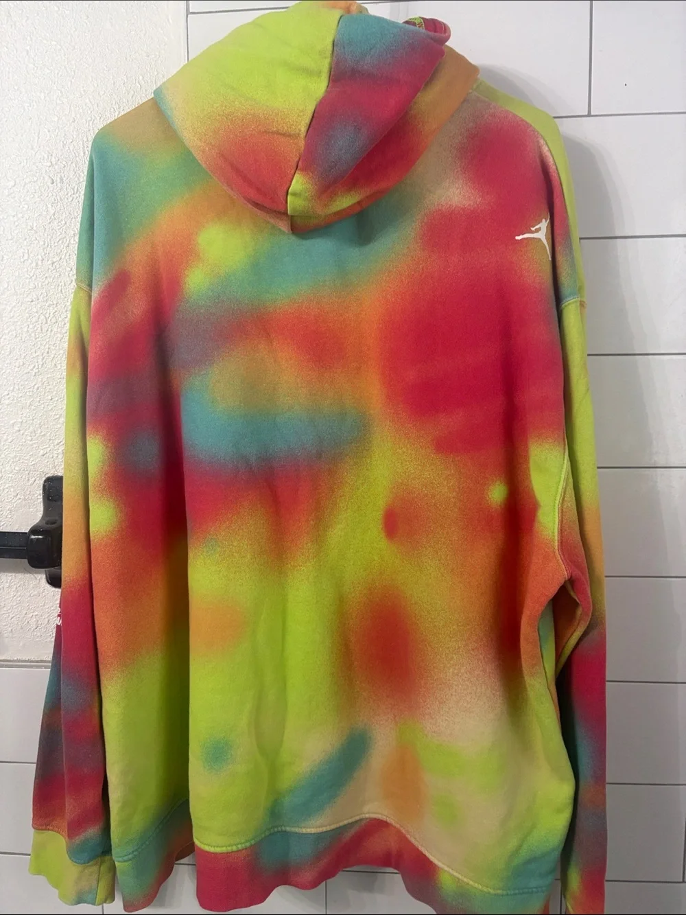 Nike Jordan Jumpman Tie-Dye Crewneck Hoodie in Red, Green, Blue, yellow